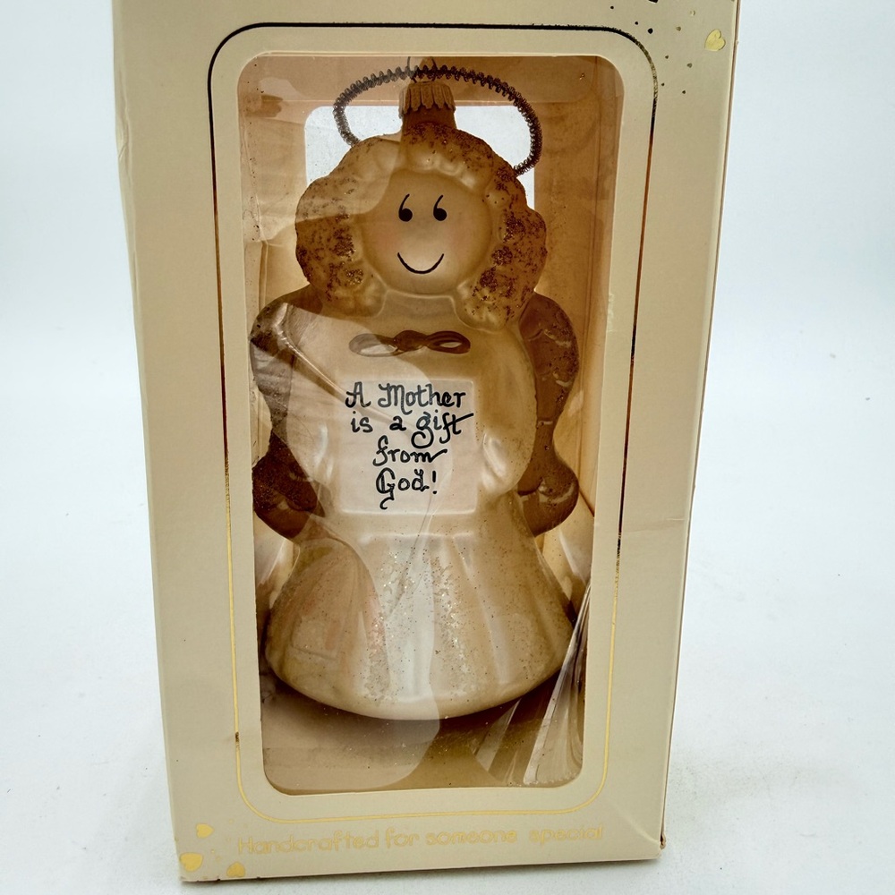 VTG Hearts Gifts Teresa Thibault For Mom Blown Glass Ornament Hand Painted NIB!